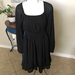 NWT Hotouch Black Smock Top Babydoll Dress M